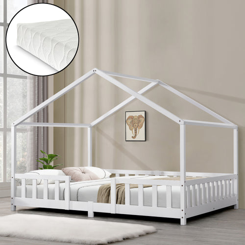 Kinderbed Treviolo met uitvalbeveiliging en matras [en.casa]