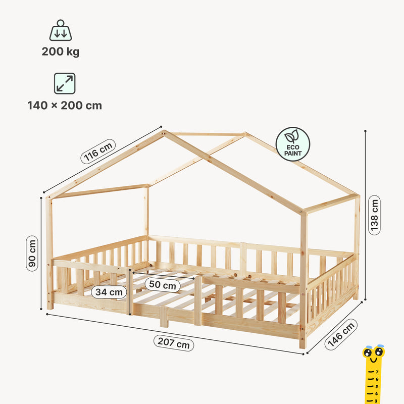 Maatschets Kinderbed Treviolo met uitvalbeveiliging en matras [en.casa]