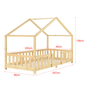 Kinderbed Treviolo met uitvalbeveiliging en matras [en.casa]