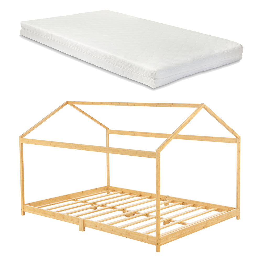 Lit pour enfant Vindafjord bambou en différentes tailles + matelas [en.casa] - premiumXL