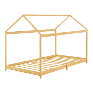 Lit cabane Vindafjord pour enfant bambou naturel [en.casa]