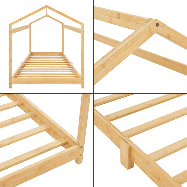 Lit cabane Vindafjord pour enfant bambou naturel [en.casa]