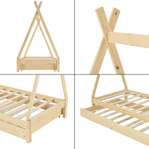 Kinderbed Tipi met onderschuifbed 90x200 cm - verschillende kleuren