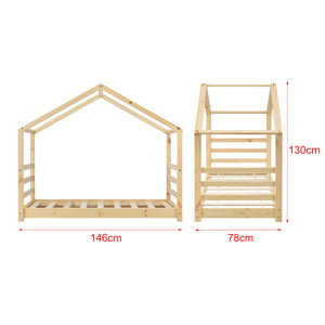 Kinderbed houten bed huisbed met bedbodem - verschillende maten en kleuren