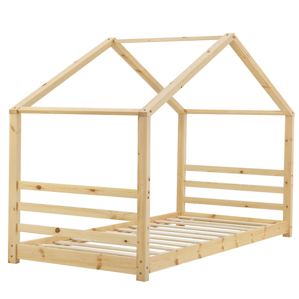 Kinderbed houten bed huisbed met bedbodem - verschillende maten en kleuren
