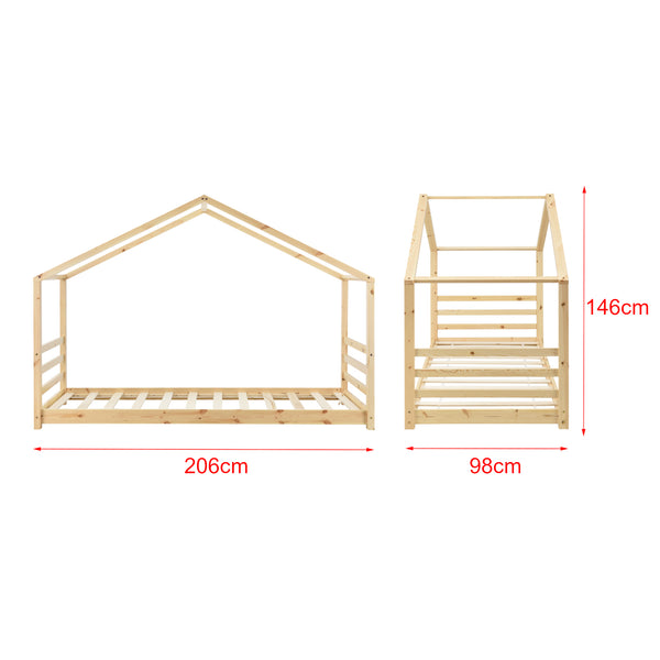 Kinderbed houten bed huisbed met bedbodem - verschillende maten en kleuren