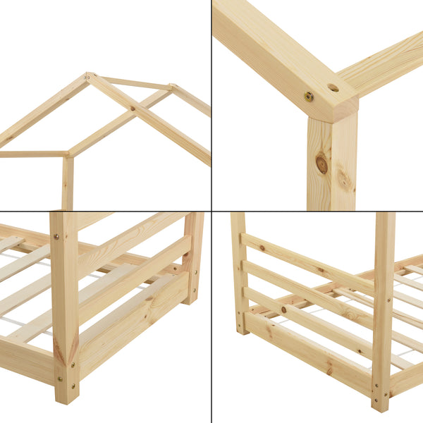Kinderbed houten bed huisbed met bedbodem - verschillende maten en kleuren