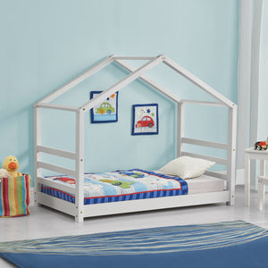 Kinderbed houten bed huisbed met bedbodem - verschillende maten en kleuren