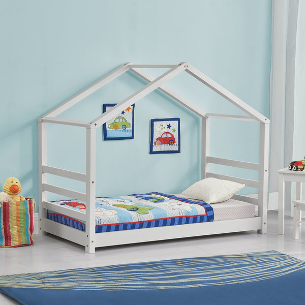 Kinderbed houten bed huisbed met bedbodem - verschillende maten en kleuren