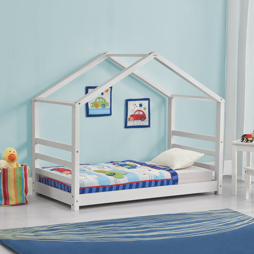 Kinderbed houten bed huisbed met bedbodem - verschillende maten en kleuren