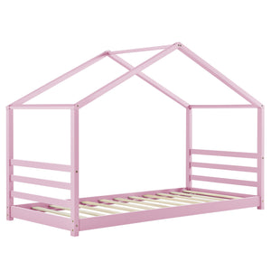 Kinderbed houten bed huisbed met bedbodem 90x200 cm - verschillende kleuren