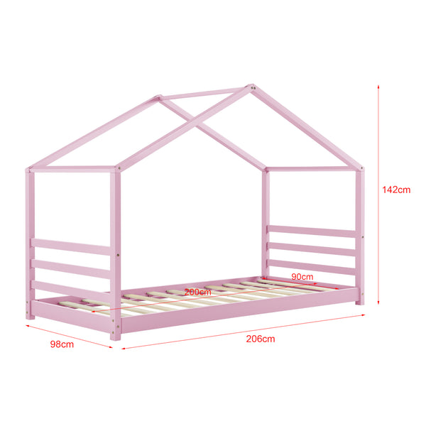 Kinderbed houten bed huisbed met bedbodem 90x200 cm - verschillende kleuren