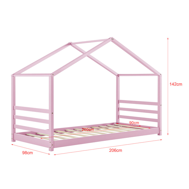 Maatschets Kinderbed houten bed huisbed met bedbodem 90x200 cm - verschillende kleuren
