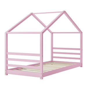 Kinderbed houten bed huisbed met bedbodem 90x200 cm - verschillende kleuren