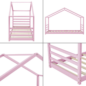 Kinderbed houten bed huisbed met bedbodem 90x200 cm - verschillende kleuren