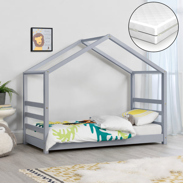 Kinderbed met bedbodem en matras huisbed - verschillende kleuren en modellen