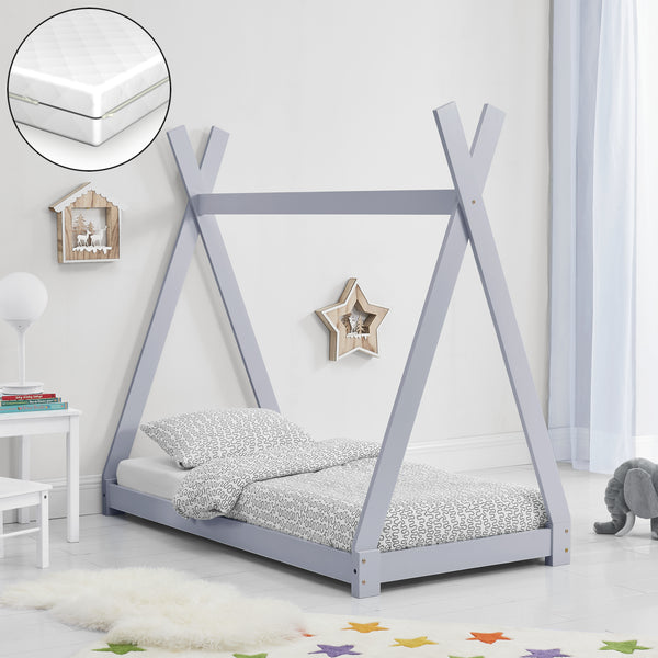 Lit Tipi pour Enfants avec Matelas Orthopédique Onejda [en.casa]