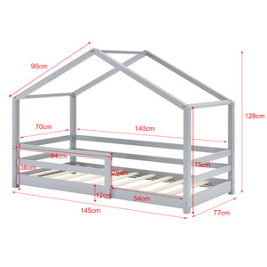 Lit d'enfant Design en Forme Maison avec Grille de Protection Lit Cabane Construction Solide avec Matelas Bois de Pin [en.casa] [neu.haus]