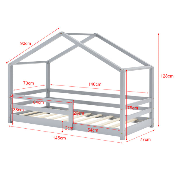 Lit d'enfant Design en Forme Maison avec Grille de Protection Lit Cabane Construction Solide avec Matelas Bois de Pin [en.casa] [neu.haus]