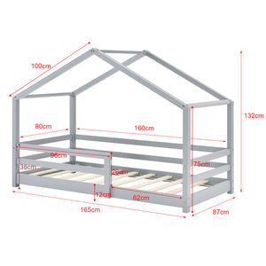 Lit d'enfant Design en Forme Maison avec Grille de Protection Lit Cabane Construction Solide avec Matelas Bois de Pin [en.casa] [neu.haus]