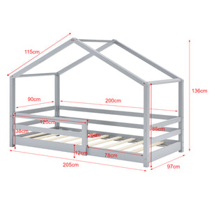 Lit d'enfant Design en Forme Maison avec Grille de Protection Lit Cabane Construction Solide avec Matelas Bois de Pin [en.casa] [neu.haus]