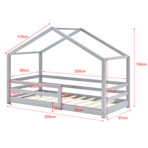 Lit d'enfant Design en Forme Maison avec Grille de Protection Lit Cabane Construction Solide avec Matelas Bois de Pin [en.casa] [neu.haus]