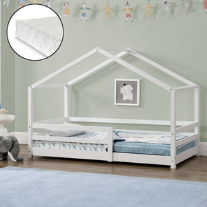 Kinderbed Knätten grenen huisbed incl. matras, bedodem en uitvalbeveiliging - verschillende kleuren en maten
