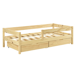 Kinderbed Borgarnes met uitvalbeveiliging en 2 lades - verschillende kleuren en maten