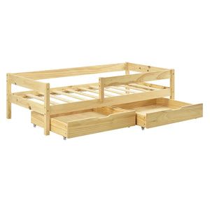 Kinderbed Borgarnes met uitvalbeveiliging en 2 lades - verschillende kleuren en maten