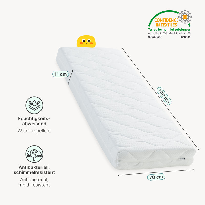Croquis coté Matelas enfant en mousse froide blanc [neu.haus]