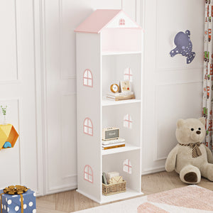 Étagère enfant Vipsali 140 x 40 x 35 cm blanc rose [en.casa]