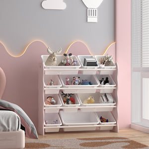 Étagère pour enfants Vestnes avec 12 boîtes de rangement 78x86x27 cm Cotton Candy/Blanc [en.casa] - premiumXL