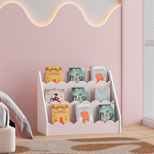 Kinderboekenkast Vestnes 48x61x30 cm roze en wit [en.casa]