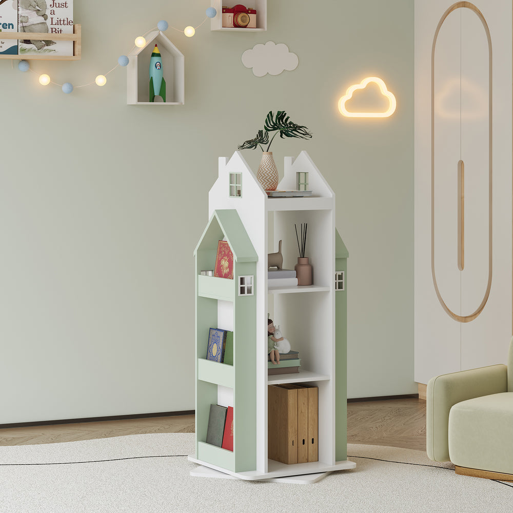 Étagère pivotante pour enfants Vipsali 108x40x40 cm vert menthe/blanc [en.casa] - premiumXL
