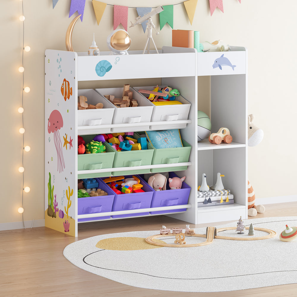 Kinderregal Farusa 80x90x30 cm Aqua Dream Motief [en.casa] - premiumXL