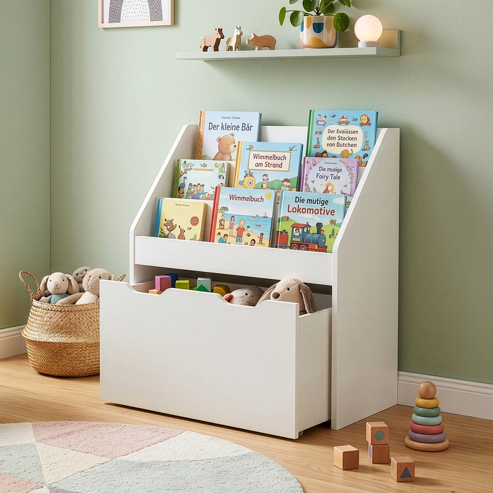 Kinderrek Sirlstalo op wielen 70x63x30 cm wit [en.casa] 