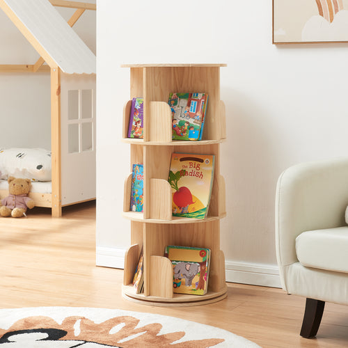 Bibliothèque rotative pour enfants Chasek bois de pin naturel [en.casa]