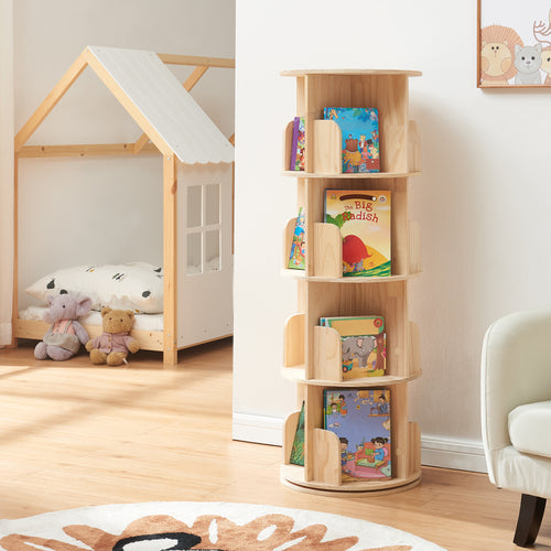 Bibliothèque rotative pour enfants Chasek bois de pin naturel [en.casa]