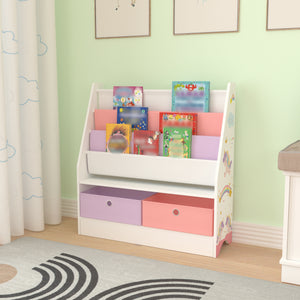 Étagère d'enfant Neda à 3 compartiments avec 2 boîtes 74 x 71 x 23 cm [en.casa]