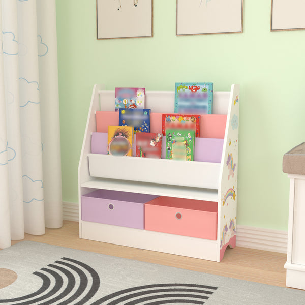 Étagère d'enfant Neda à 3 compartiments avec 2 boîtes 74 x 71 x 23 cm [en.casa]