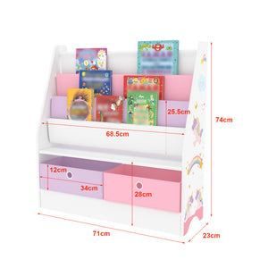 Étagère d'enfant Neda à 3 compartiments avec 2 boîtes 74 x 71 x 23 cm [en.casa]