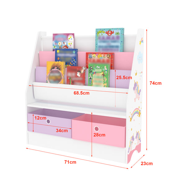Étagère d'enfant Neda à 3 compartiments avec 2 boîtes 74 x 71 x 23 cm [en.casa]