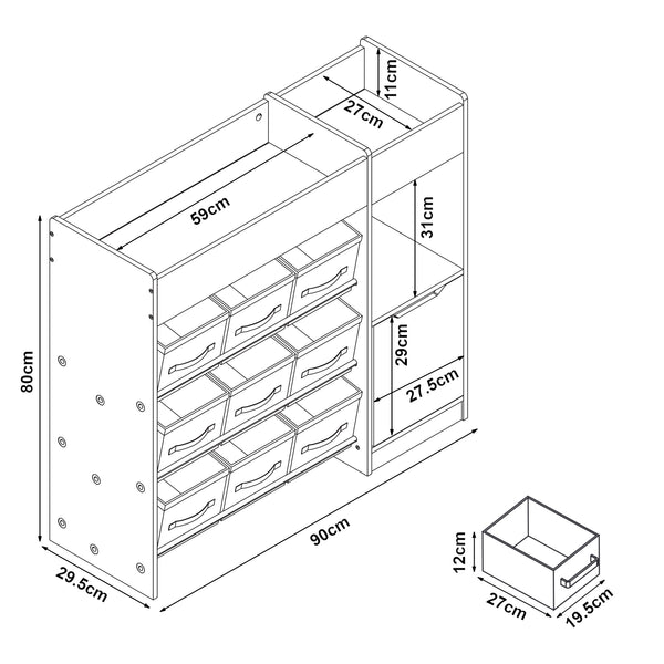 Kinderkast Søndreland open kast 80x90x29,5 cm [en.casa]