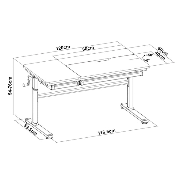 Bureau à hauteur réglable pour enfant Sauda 120 x 60 cm [en.casa]
