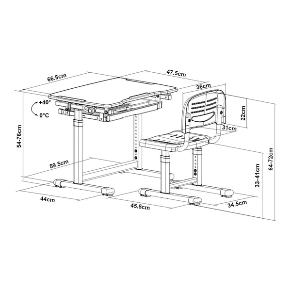 Set de bureau et chaise pour enfant Sala [en.casa]