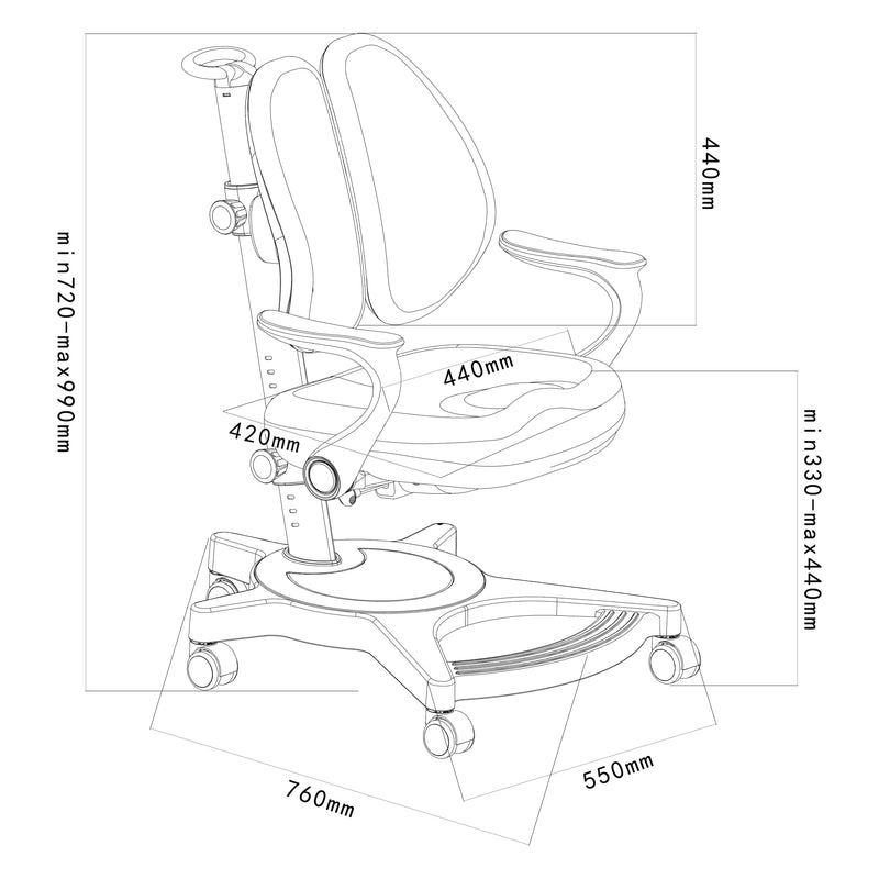 Maatschets Kinderstoel Partille bureaustoel 72-99x55x76 cm [en.casa]