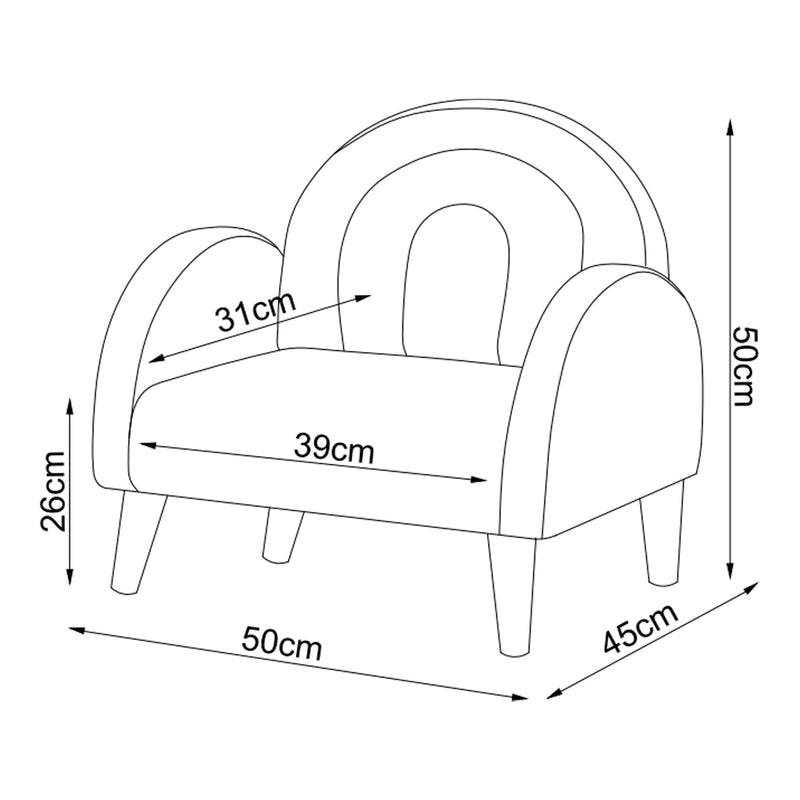 Croquis coté Fauteuil pour enfants Sorreindi [en.casa]
