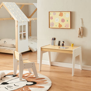 Kinderschrijftafel met stoel Skinnskatteberg hout/wit [en.casa] - premiumXL