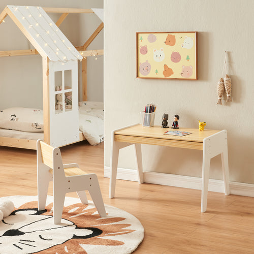 Kinderschrijftafel met stoel Skinnskatteberg hout/wit [en.casa] - premiumXL