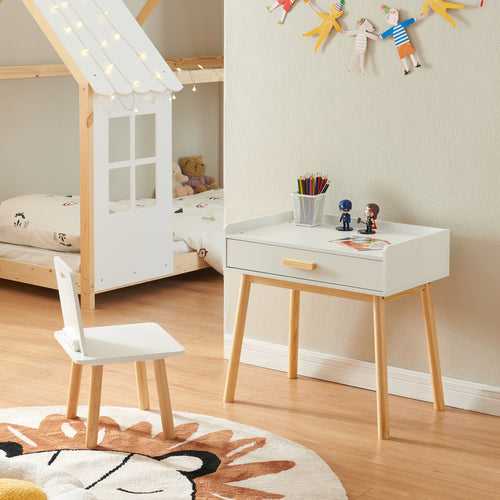 Kinderschrijftafel met stoel Skjervøy hout/wit [en.casa] - premiumXL